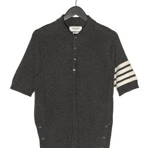 Thom Browne Charcoal Cashmere 4-Bar Short Sleeve Knit Polo Shirt